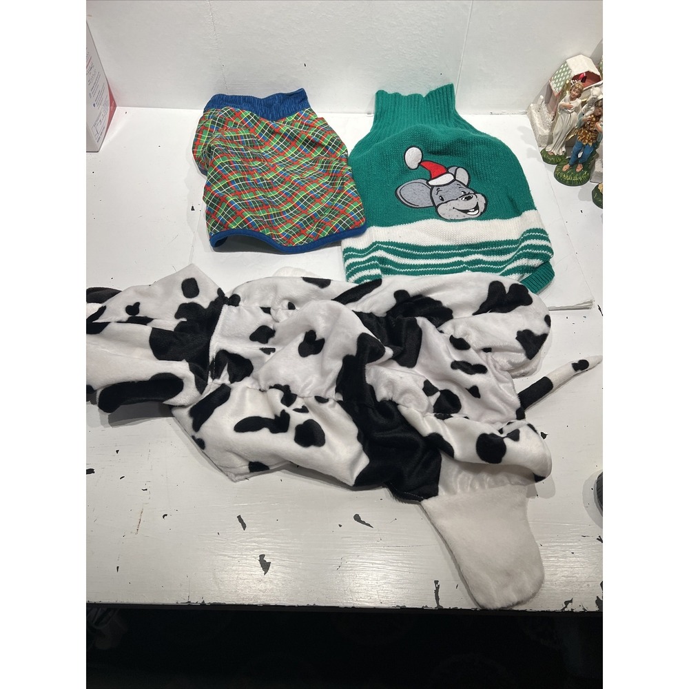 Lot of 3 dog Clothes Jackets Sweater Shirts Size L /XL Christmas Halloween 3a